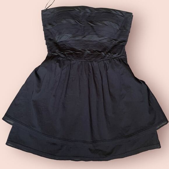 Maje Women's Black Cotton Silk Strapless Flirty Fit Flare Mini Dress sz 1 XXS 00 - Picture 5 of 15